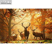 5D DIY Full Square Diamond Painting Cross Stitch "Four headed deer" 3D Diamond Embroidery Rhinestone Mosaic Home Decor Gift 2024 - buy cheap