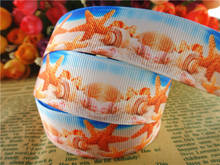 wq15090536, 1" (25mm) 5 yards starfish printed grosgrain ribbons cartoon ribbon hair accessories tape 2024 - buy cheap