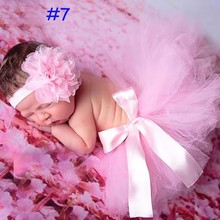 Baby Tutu Skirt With Matching Flower Headband Baby Photography Props Bow Girl Tulle Tutu Skirt And Hair Accessories 8 Designs 2024 - buy cheap