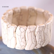 Free Shipping Stretch Handmade Women Jewelry Natural Stone Beads White Howlite Bracelet 8" 1Pcs RH914 2024 - buy cheap