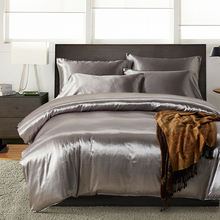 Luxury Grey Satin Silk Bedding Set Queen King Size Printing Pillowcase Duvet Cover Sets Summer Cool Bedroom Sleeping Bedline  41 2024 - buy cheap