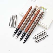 Caneta tinteiro de luxo, madeira + metal, 0.38/0.5mm, alta qualidade, estilo retrô, caneta tinteiro para escritório, escola, materiais de escrita 2024 - compre barato