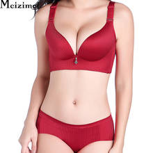 Meizimei sexy super push up women's bra set panties seamless thin plus size underwear set lingerie bralette brief bh wireless 2024 - buy cheap