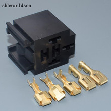 shhworldsea 5/30/100/500set 12v 40a relay holder copper terminals +one plastic auto  relay socket,auto connectors 2024 - buy cheap