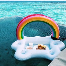 Summer Party Bucket Rainbow Cloud Cup Holder Inflatable Pool Float Beer Drinking Cooler Table Bar Tray Beach Swimming Ring Toy 2024 - buy cheap