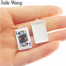 Julie Wang, 5 uds., chapado en leche blanca de aleación, ciruela de póker, amuletos Q/K, colgante, pendientes, hallazgos, accesorios DIY, fabricación de joyas 2024 - compra barato
