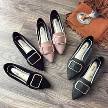 2019 new Women Flats Buckle Shoes Pointed Toe Slip On Loafer Shoes Soft Flock Casual Ladies Shoes Female Fashion Ballet Flats 2024 - buy cheap