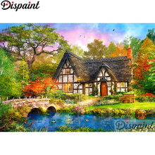 Dispaint Full cuadrado/redondo taladro 5D DIY diamante pintura "Casa árbol paisaje" 3D bordado punto de cruz decoración para el hogar regalo A12538 2024 - compra barato