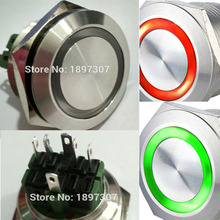 30 мм красный/зеленый двойной цвет 6 В, 12 В, 24 В кольцо с подсветкой настраиваемый антивандальный металлический кнопочный Электрический переключатель 2024 - купить недорого