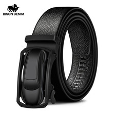 BISON DENIM Cow Leather Men's Belt Luxury Strap Men Automatic Buckle Genuine Leather Strap Waistband Belts For Men 3.5cm N71396 2024 - buy cheap