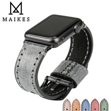 Maikes pulseira de couro, de relógio para apple watch 42mm 38mm iwatch 4 44mm 40mm, das séries 4 3 2 1 2024 - compre barato