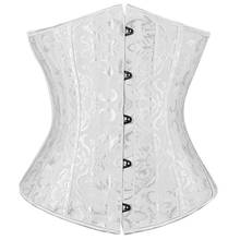 X Fast shipping 28 Spiral Steel Boned Corset Body Shaper Waist Cincher Underbust Lingerie Lace up Waspie Black USPS S-6XL 2024 - buy cheap