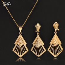 ZuoDi 2019 Fashion Geometry Shape Pendant Necklace Earring Jewelr Sets  Dubai Gold Color Classic Wedding Costume Jewelry Set 2024 - buy cheap