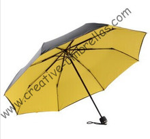 Imitation paradise ,three fold, summer parasol,hand open,windproof,bag parasol,UV protecting,yellow coating,pantone colour 2024 - buy cheap