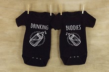 DERMSPE Summer New Style Baby Girls Boys Rompers Short Sleeve Print Letter Drinking Buddies Newborn Baby Clothes Jumpsuit Black 2024 - buy cheap