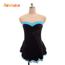 Figure Skating Costume Dress Customized Competition Ice Skating Skirt for Girl Women Kids Gymnastics Performance Black Velvet 2024 - buy cheap