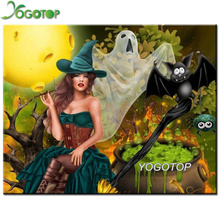 5D Diamond Painting witch cat cross-stitch DIY diamond Embroidery cartoon woman rhinestones mosaic Halloween decor gift YY1285 2024 - buy cheap