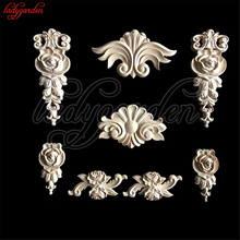 Decorative Wood Applique Carved Decal Corner Floral Onlay Applique Frame for Wall Doors Cabinet Furniture Decorative Figurines 2024 - buy cheap