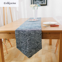 Free Shipping Blue Waves Table Runner Decoracion Mesa Hogar Cotton Linen Chemin De Table Tafelloper For Party Wedding Decor 2024 - buy cheap