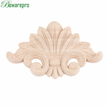 bowarepro Applique Frame Carving Wood Applique For Door Furniture Cabinet Unpainted Mouldings Decal Crafts Decorative 17*12CM 2024 - buy cheap
