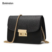 Bokinslon Small Square Bag Woman PU Leather Chain Female Shoulder Bags Fashion Solid Color Crossbody Bag Ladies 2024 - buy cheap