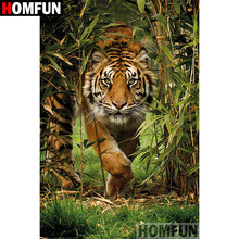 Алмазная 5D картина HOMFUN «сделай сам», вышивка «Тигр», полная выкладка, квадратная/круглая, подарок для домашнего декора, A09470 2024 - купить недорого