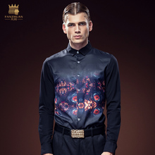 FANZHUAN-Camisa de manga larga con estampado floral para hombre, nueva camisa informal de otoño ajustada, personalizada, 612117 2024 - compra barato