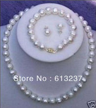 hot free Shipping new Fashion Style diy 9-10mm White Cultured Pearl Necklace Bracelet Earring Set MY4551 2024 - buy cheap