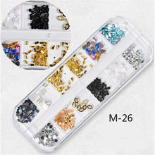 Nail Mix Stone Beads 12 Styles Metal Rivet Box DIY Glitter Rhinestones Decorations Tool Decal Tape Beauty Accessories Nails Art 2024 - купить недорого