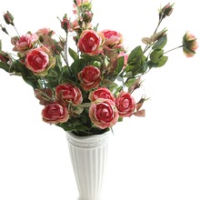 Ramo de flores artificiales de seda para decoración del hogar, rosa de té de 67cm de altura, ramo de flores de boda, 6 cabezales, a la moda 2024 - compra barato