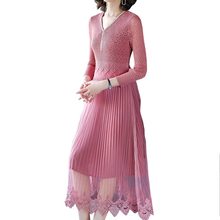 Verano Rosa mujeres ceñido al cuerpo de encaje Maxi Vestido elegante 2019 nueva costura Vintage vestidos largos de señora de talla grande Vestido femenino HJ275 2024 - compra barato