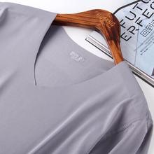 5 peças camiseta masculina tshirt seção fina de manga curta verão de seda de gelo sem traço magro estiramento v-neck cor sólida de fundo 2024 - compre barato