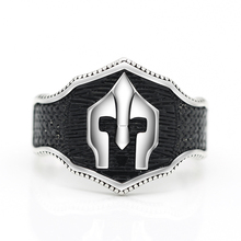 Anel de prata esterlina 925 masculino, anel de dedo legal do guerreiro esparta máscara de capacete masculino, joias de moda para festa 2024 - compre barato