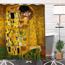 Eco-friendly personalizado original klimt pinturas famosas tecido moderna cortina de chuveiro banheiro com ganchos para si mesmo H0220-37 2024 - compre barato