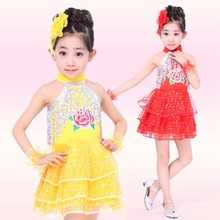 Performance Stage Sequined Tassel Flower Ballet Latin Dance Mesh Tutu Dresses Girls Kids Children Dancewear Dress  S3043 2024 - buy cheap