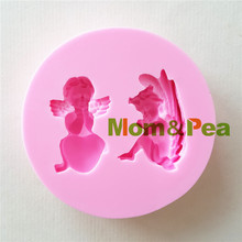 Mom & Pea 1397, envío gratis, molde de silicona para ángeles, decoración de tartas, Fondant, molde 3D para jabón, molde de calidad alimentaria 2024 - compra barato
