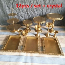 Conjunto de 12 pcs suporte para bolo dourado suporte para bolo decoração de barra de frutas cristal kit de utensílios para confeitaria 2024 - compre barato