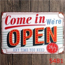 Metal Tin Sign Come In We Are Open Decor Bar Pub Home Retro Poster Cafe 20x30CM 2024 - buy cheap