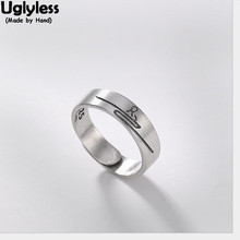 Uglyless 100% Real 925 Sterling Silver Handmade Carved Boating Finger Rings for Women Open Ring Simple Fine Jewelry Female Bijou 2024 - buy cheap