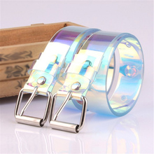 2019 New Transparent Women Belt Laser Holographic Pin Buckle wide Waist Bands Waistband Invisible Clear Punk Belts For Women 2024 - buy cheap