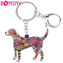 Bonsny-Llavero de acrílico con forma de perro para mujer y niña, accesorio de regalo con diseño de perro y cachorro 2024 - compra barato