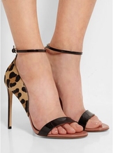 Sestito gladiador de-Sandalias de tacón de aguja con estampado de leopardo para mujer, zapatos de oficina con punta abierta y hebilla 2024 - compra barato