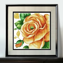 Embroidery Package High Quality  Cross Stitch Kits Unopen New Luxurious     Yellow Big Flower Rose   Free shipping 2024 - buy cheap