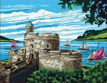 Castle on the beach painting by numbers landscape coloring by numbers canvas painting for living room 2024 - buy cheap