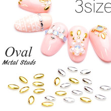 200pcs/pack Japan Korea  Alloy Nail Art Parts Rivets Studs Gold Silver Oval Leaf 3D DIY Metal Accessories Tools Charms for Women 2024 - buy cheap