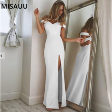 Long Beach Dress Women Sexy Slash Neck Split Bodycon Dress Woman Party Night Female Casual Vacation Vestido Maxi Dress sukienki 2024 - buy cheap