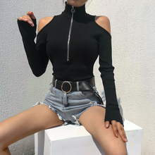 SUCHCUTE Turtleneck White Bodysuit Women Cotton Long Sleeve Bodysuit Women Casual Off Shoulder Body Feminino Bodycon Jumpsuits 2024 - buy cheap