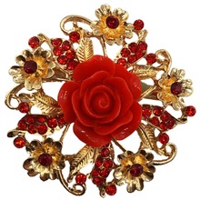 Rojo 58mm Flor de cristal grande broche Pins y broches boda joyería Bijouterie ramillete vestido accesorios BRO29 2024 - compra barato