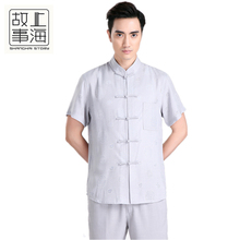 Free shipping Short Sleeve Tang suit Chinese Traditional clothing Kung Fu Shirt mandarin collar Chinese Shirt  Linen Chinese Top 2024 - buy cheap