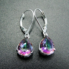 NEW 925 Sterling Silver Earring With Rainbow Mystic Topaz Drop Earrings Women Jewelry Earrings with CZ Stone Earrings for Women 2024 - buy cheap